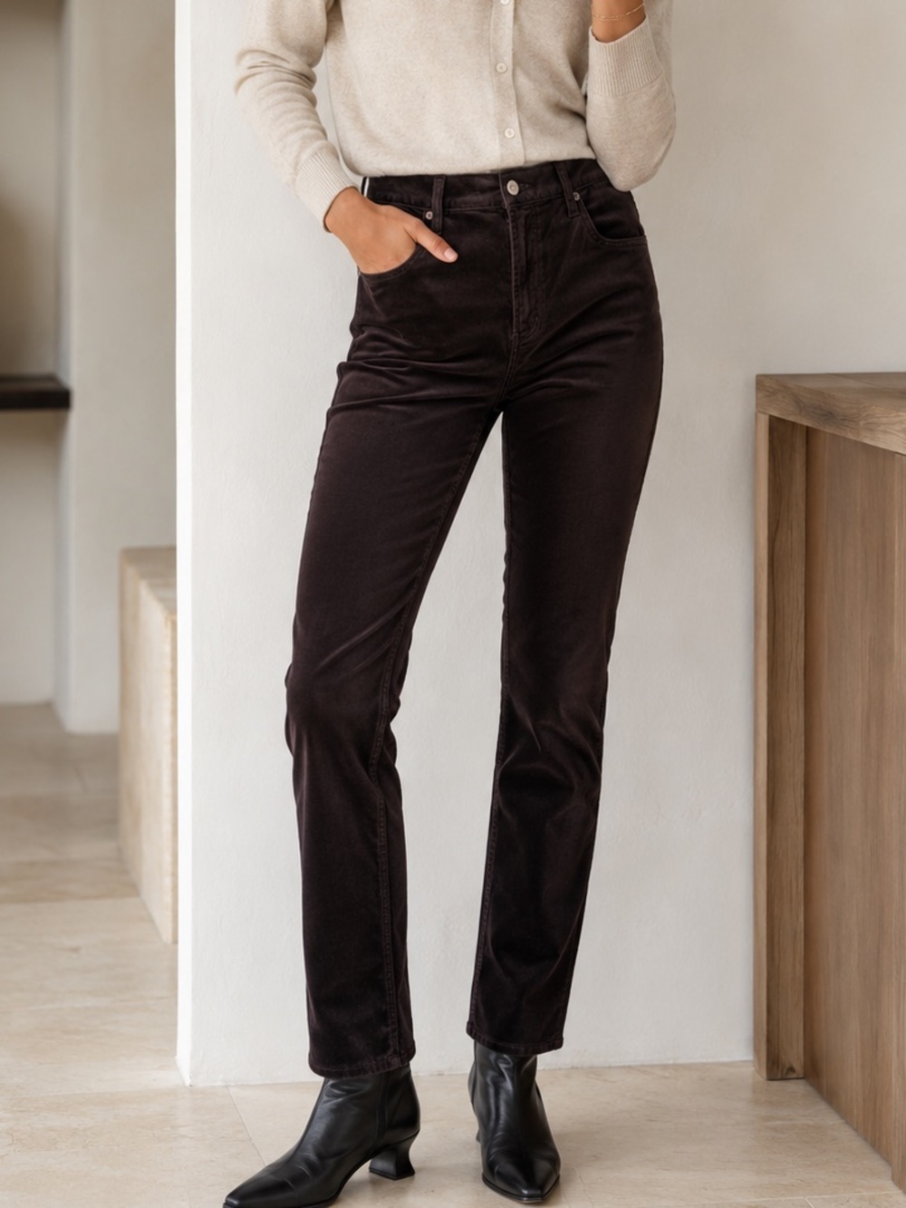 NWT Citizens of Humanity Jolene Velvet Pants Brown High Rise 31